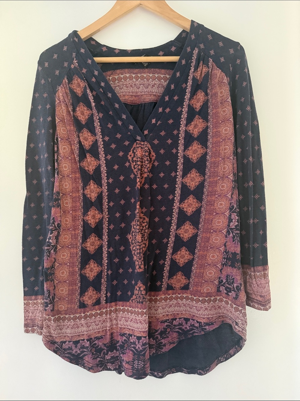 Lucky Brand Black Tunic with Rust Print